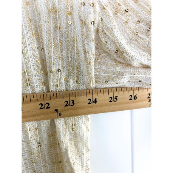 Soft Surroundings NWT Soft Cream & Gold Glamour Open Topper Cardigan Sequins S - Picture 7 of 10